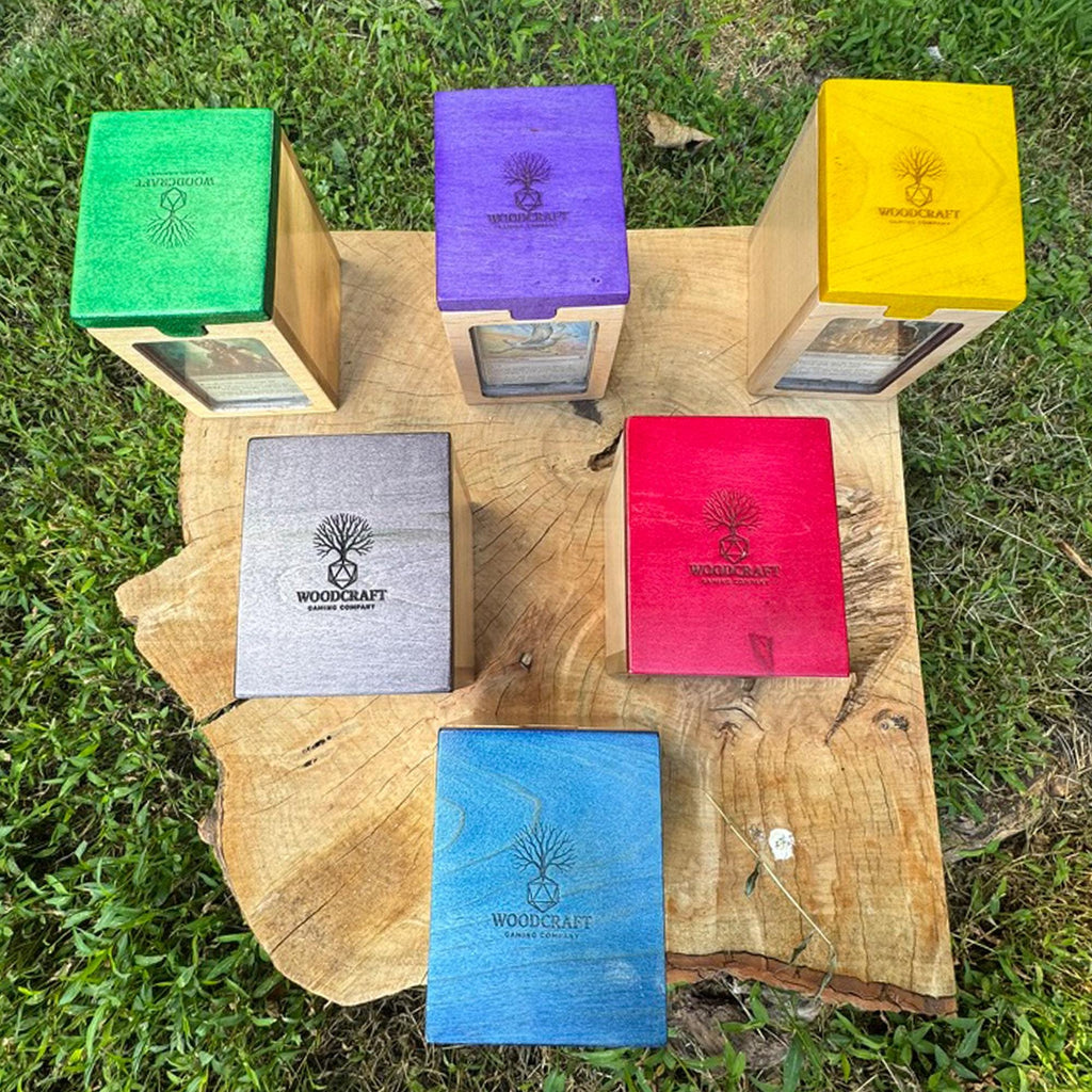 All colors available Open deck box showing interior sized for 100 double-sleeved cards

