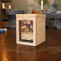 Hardwood deck box with clear display window, closed view
